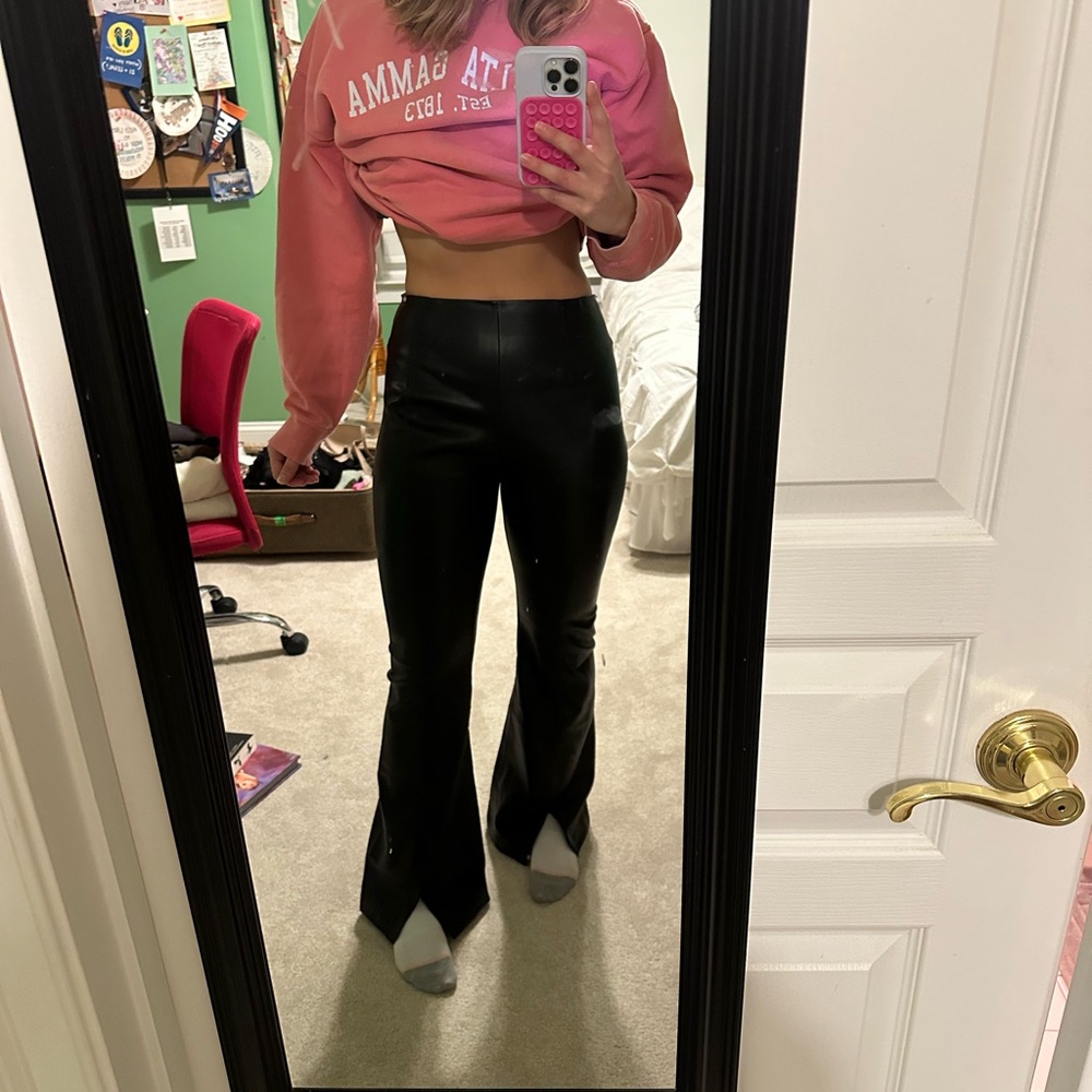 Free people Black flare leather pants